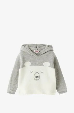 Pull jacquard bébé à capuche ourson