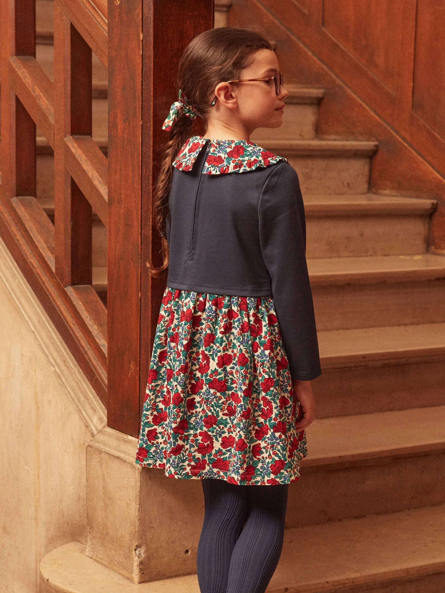 Robe bi-matière à motifs