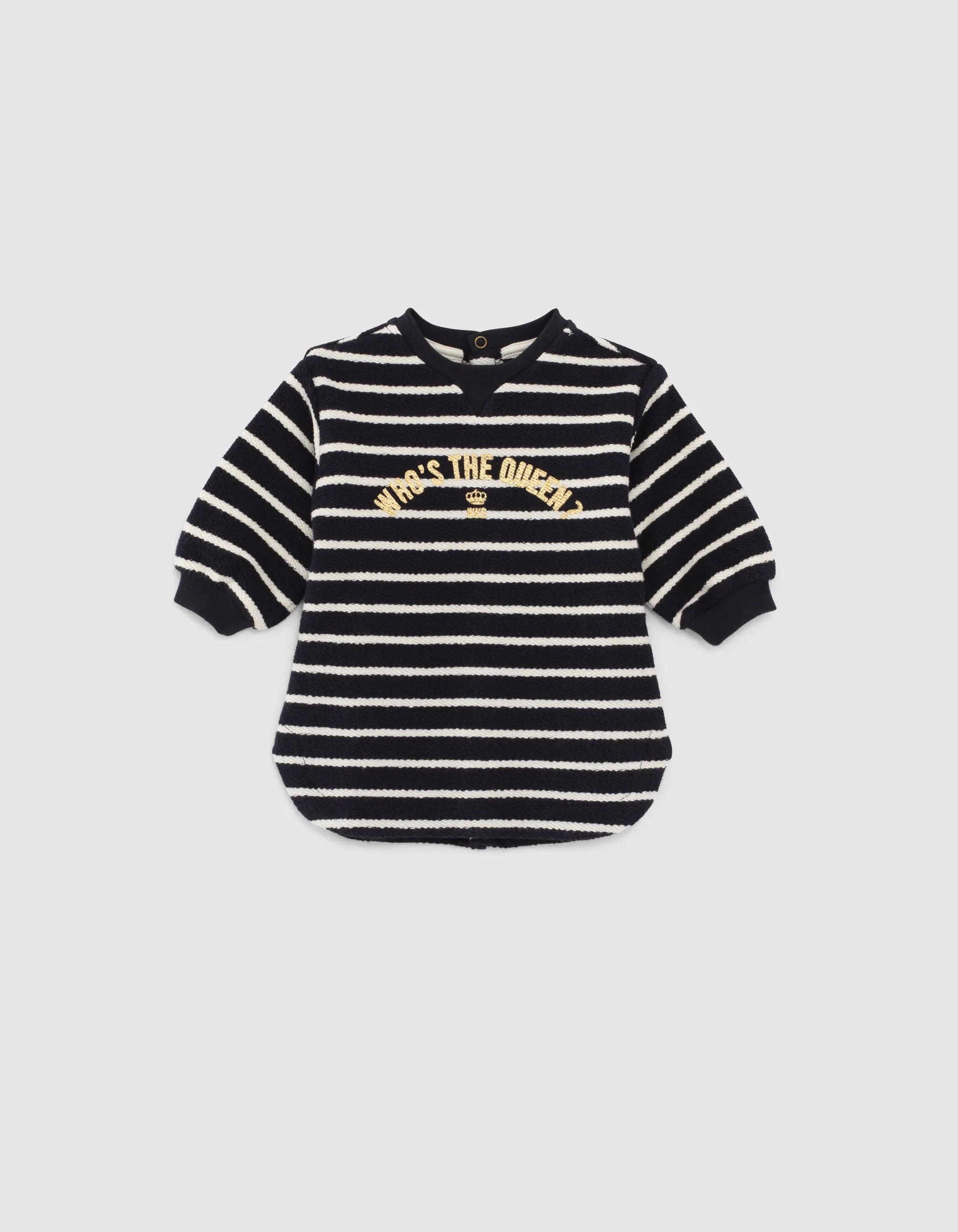 Robe marinière navy maille rayée bébé fille