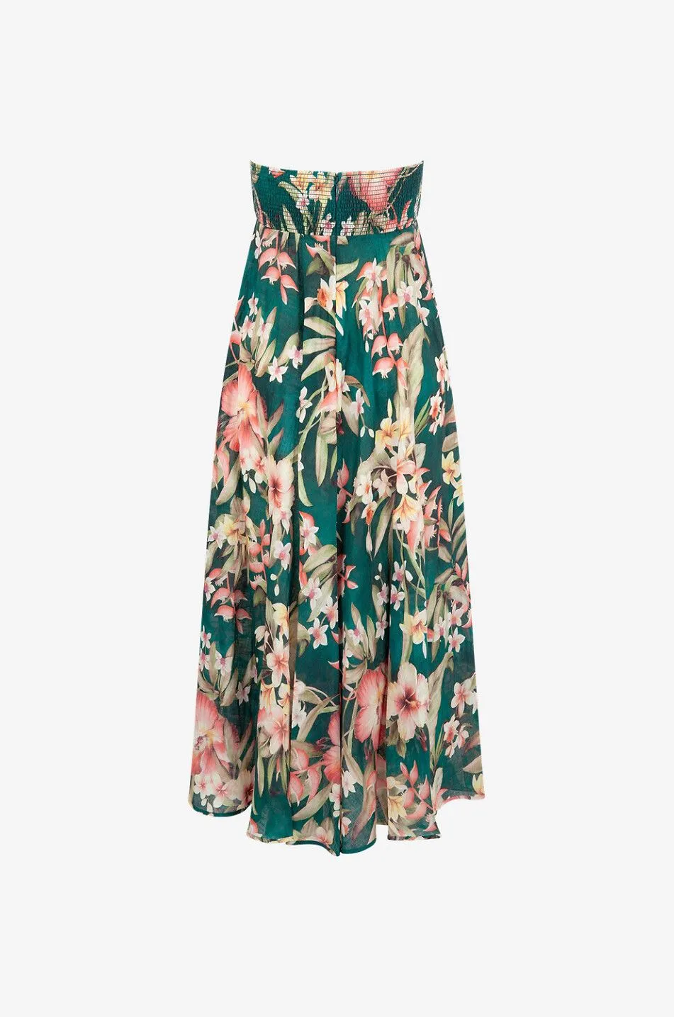 Robe sans manches en lin fleuri Lexi Bandeau Midi