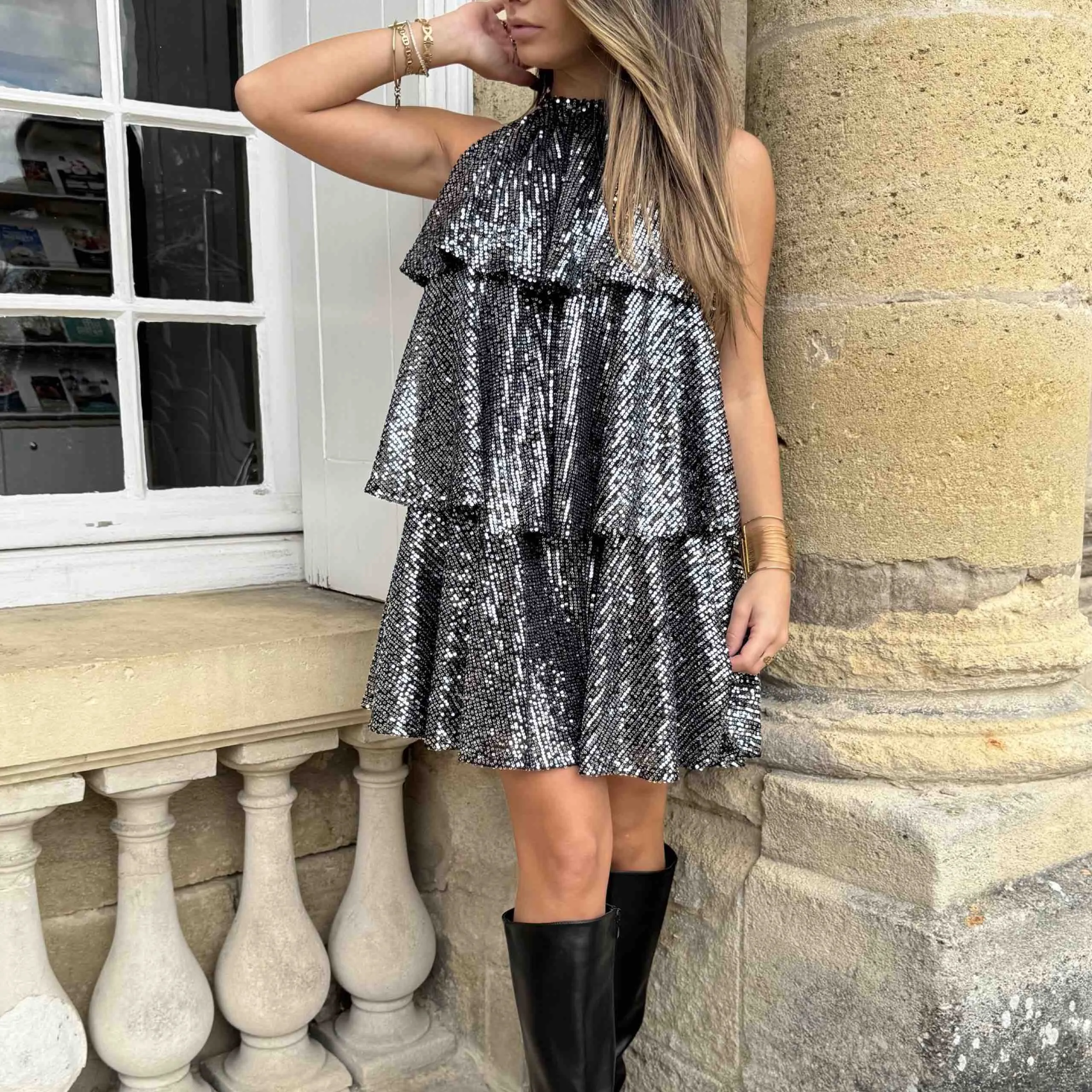 Robe SEQUIN noir argenté