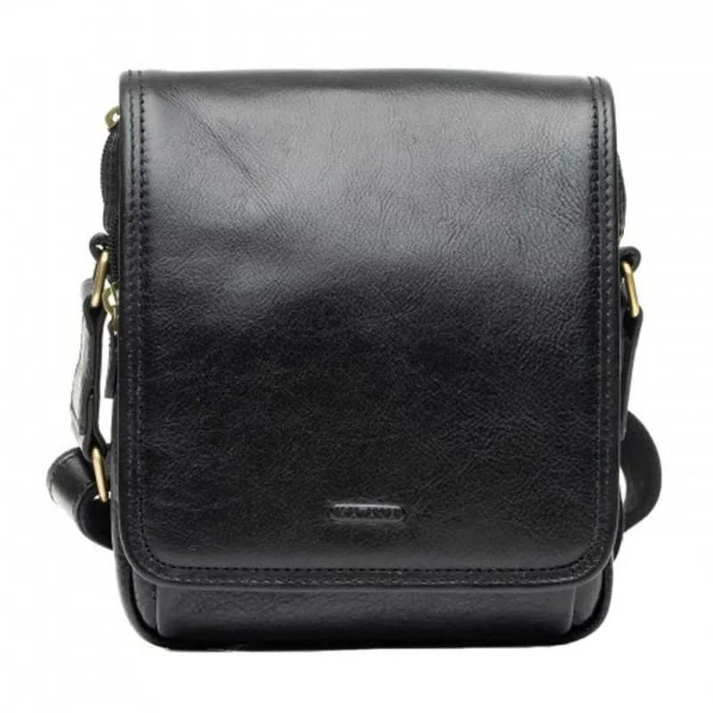 Sacoche homme en cuir gras KATANA noir | Planetebag.com