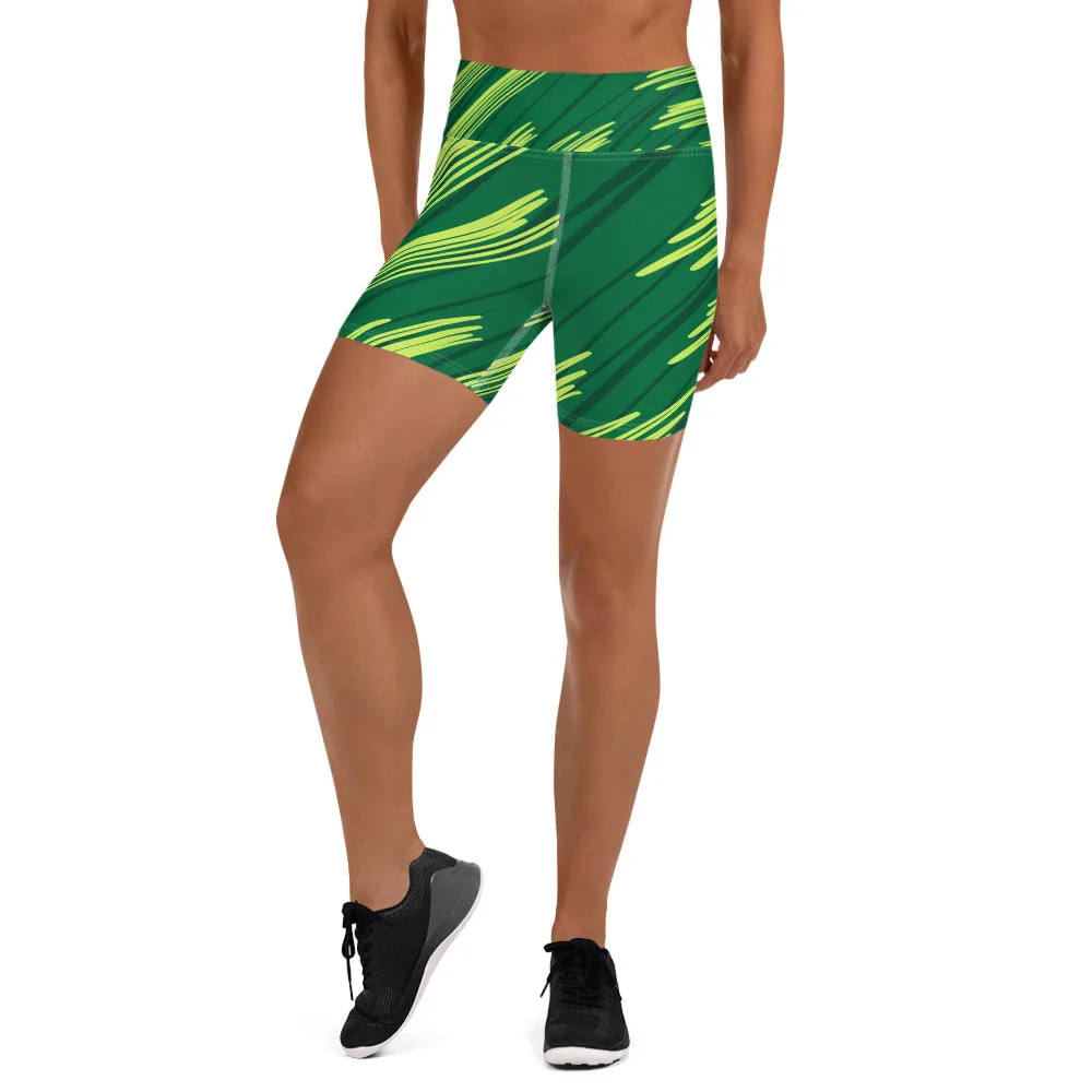 Short de Yoga Vert à rayures