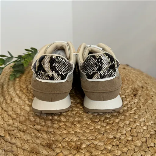 Sneakers Bicolores Taupe Moow - Bleu Clair