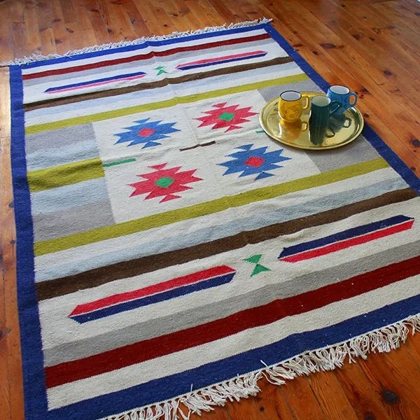 Superbe tapis indien jute et laine, par Pankaj e-boutique indienne