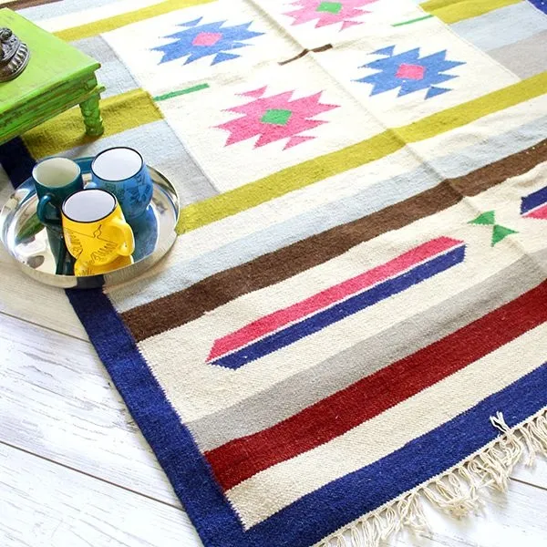 Superbe tapis indien jute et laine, par Pankaj e-boutique indienne