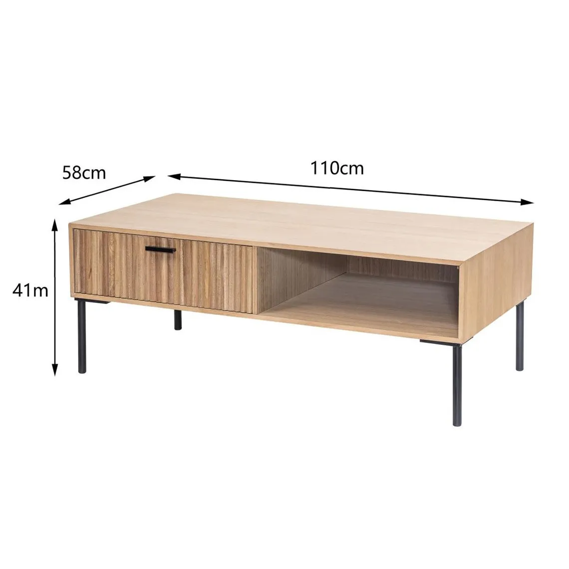 Table basse  en Metal et Bois avec 1 Tiroir | 3 Suisses
