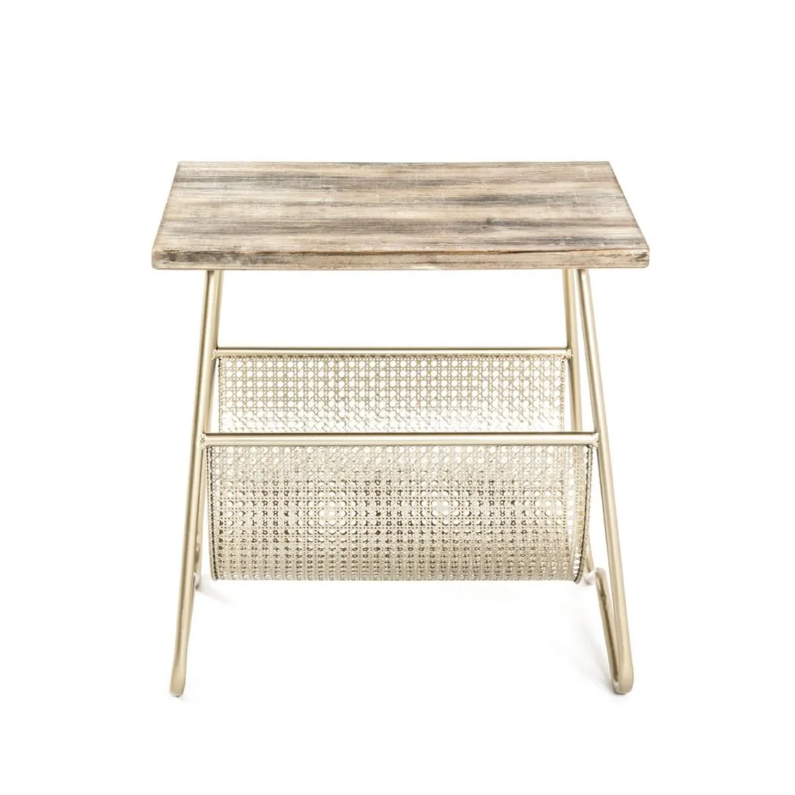 table d'appoint bois et tube d'acier laqué doré | 3 Suisses