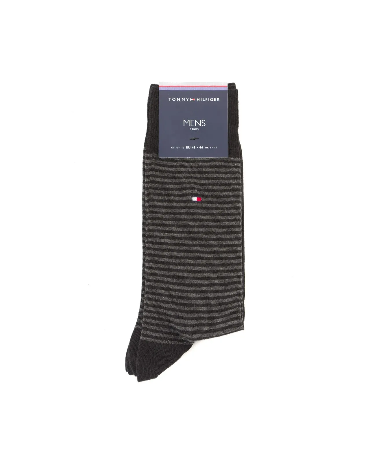 Tommy Hilfiger Lot de 2 chaussettes à rayures noires grande taille - Size-factory