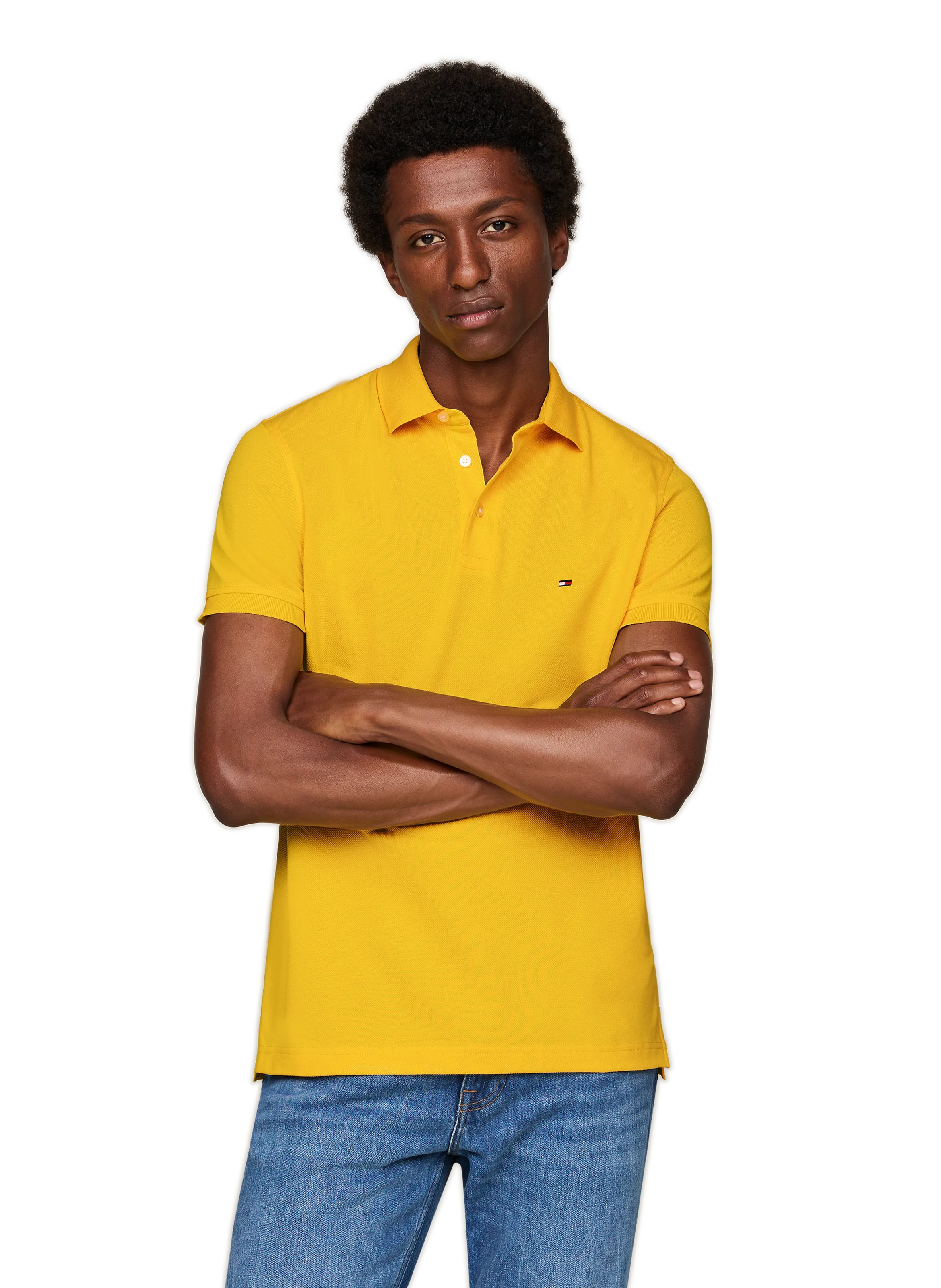 TOMMY HILFIGER  Polo slim en piqué de coton organique - Jaune