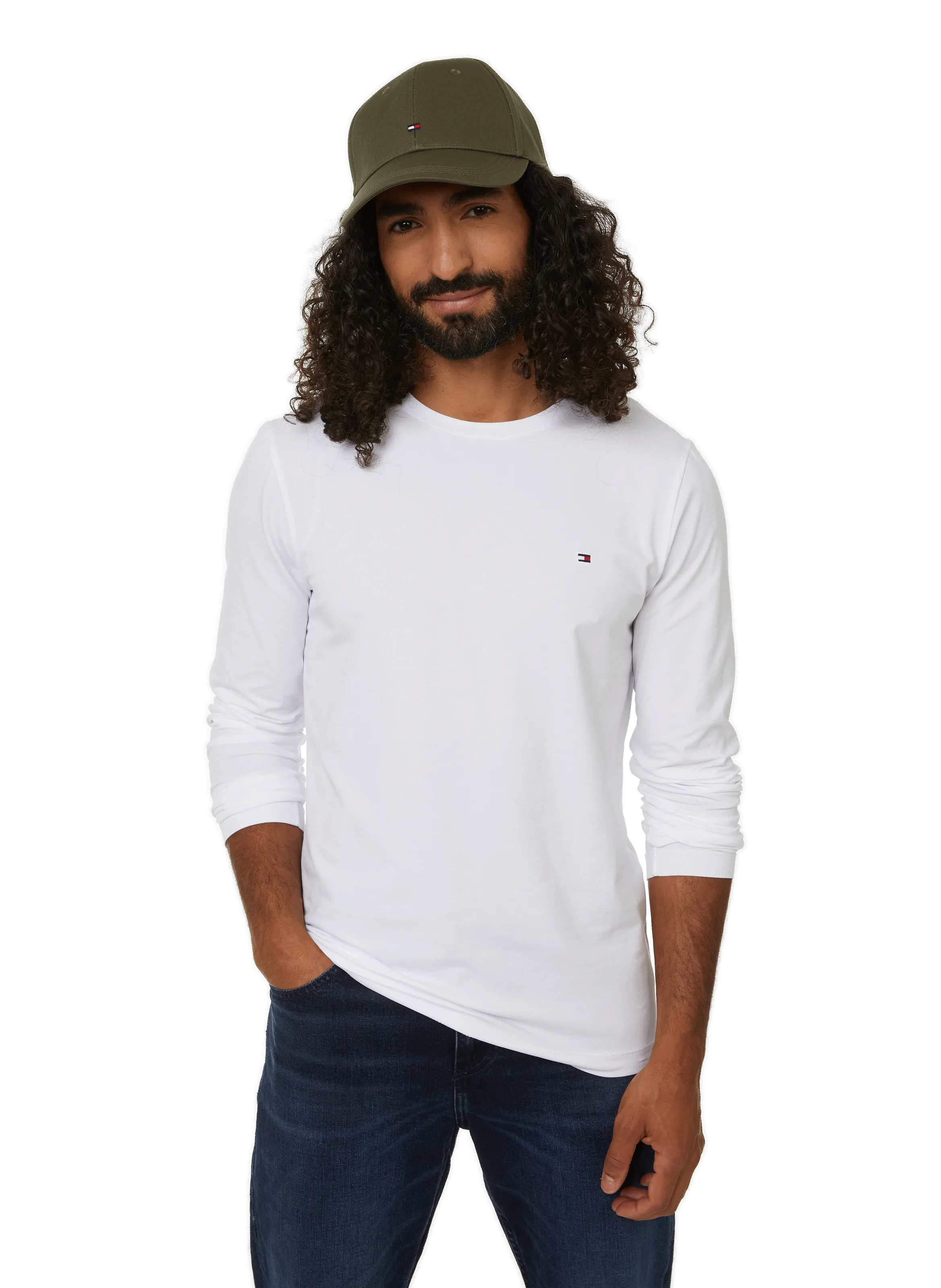 TOMMY HILFIGER  T-shirt manches longues en coton - Blanc