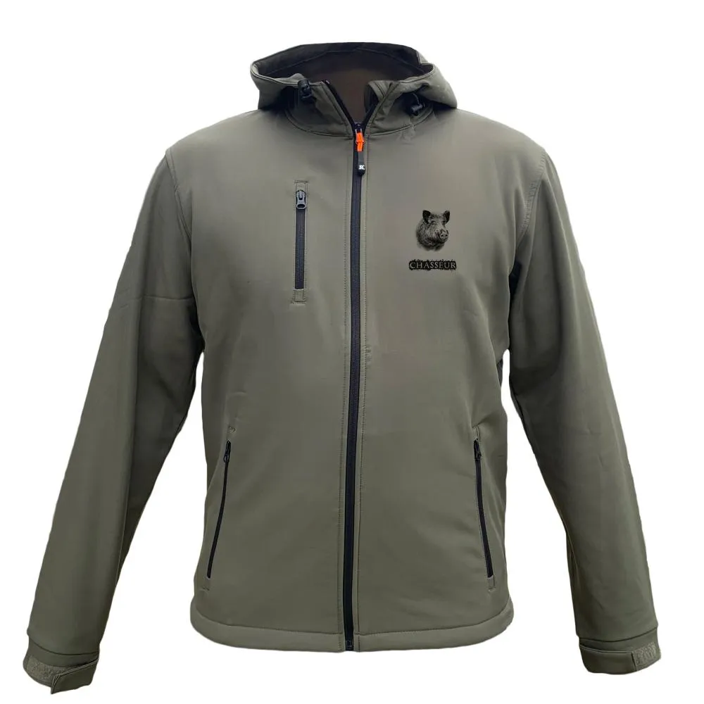 Veste softshell Homme et Femme avec/sans capuche – Chasseur Sanglier