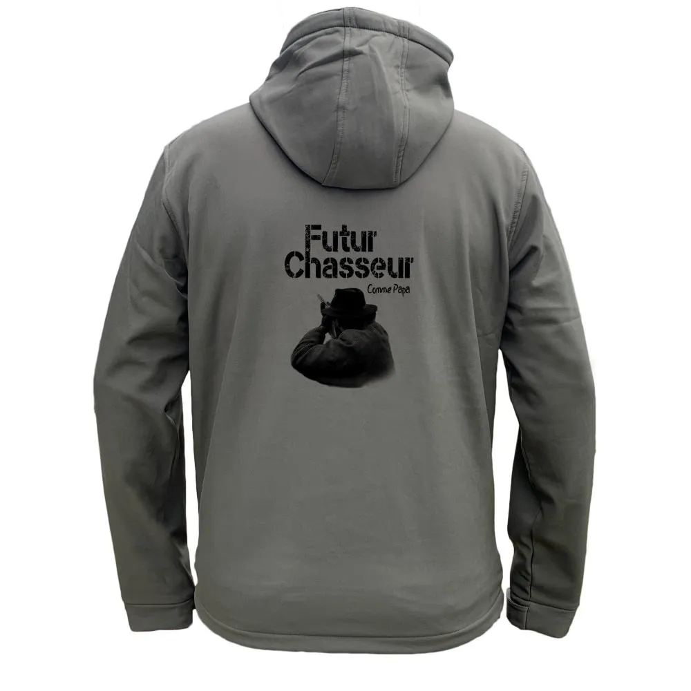 Veste softshell Homme ou Femme avec/sans capuche – Futur chasseur comme papa