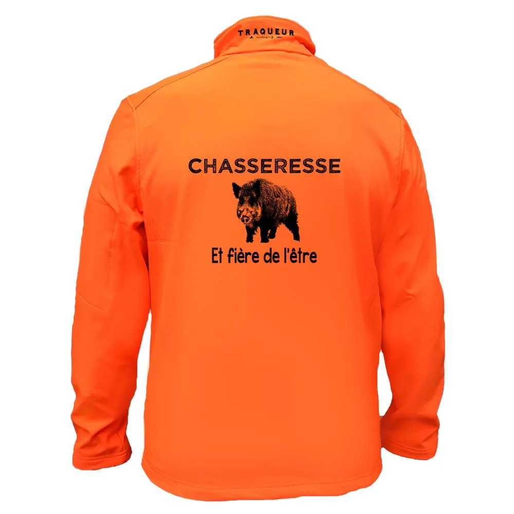 Veste softshell Sanglier avec/sans capuche – Chasseresse et fier de l’être