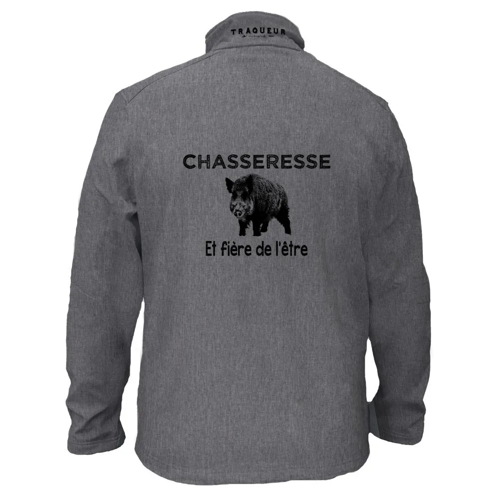 Veste softshell Sanglier avec/sans capuche – Chasseresse et fier de l’être